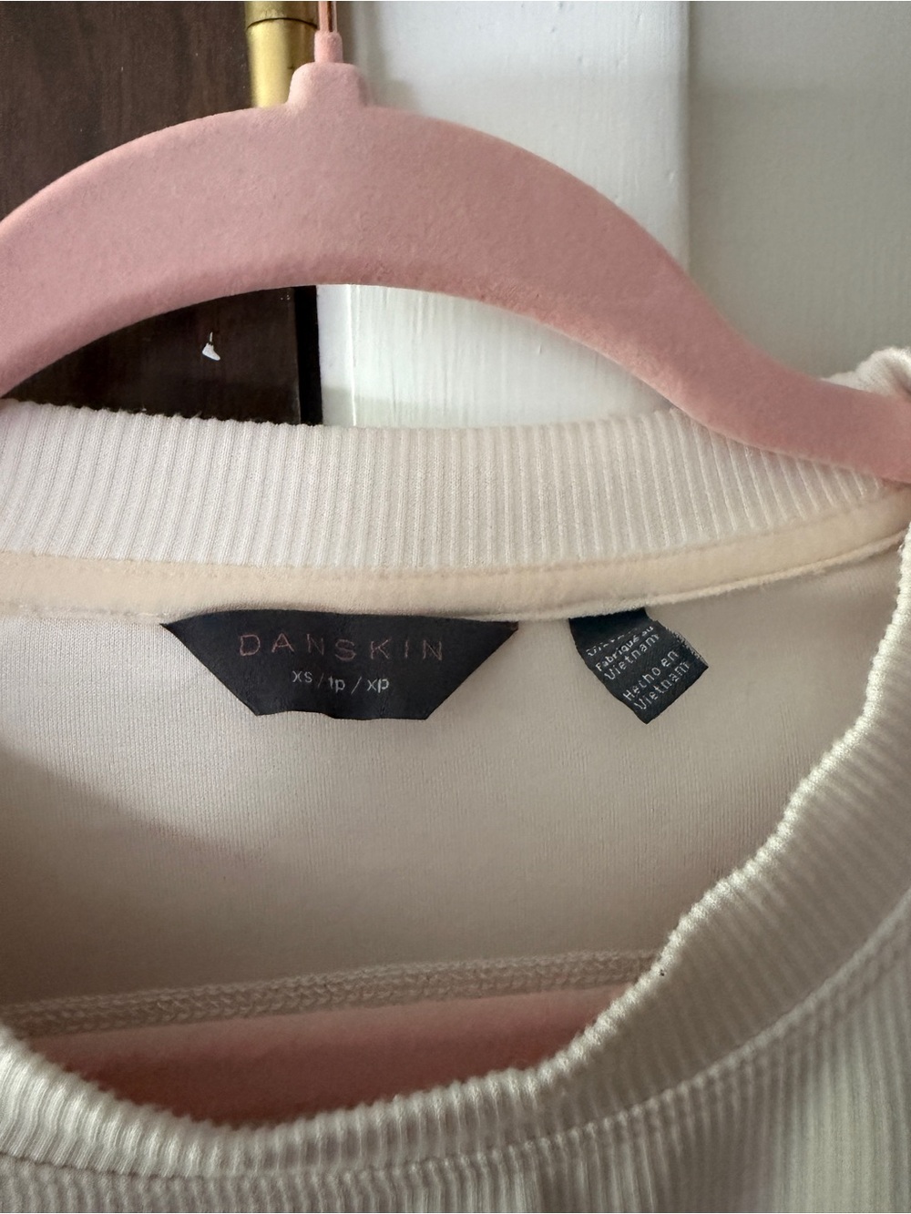 Danskin Cream Ribbed Crewneck Pullover - Picture 2 of 3